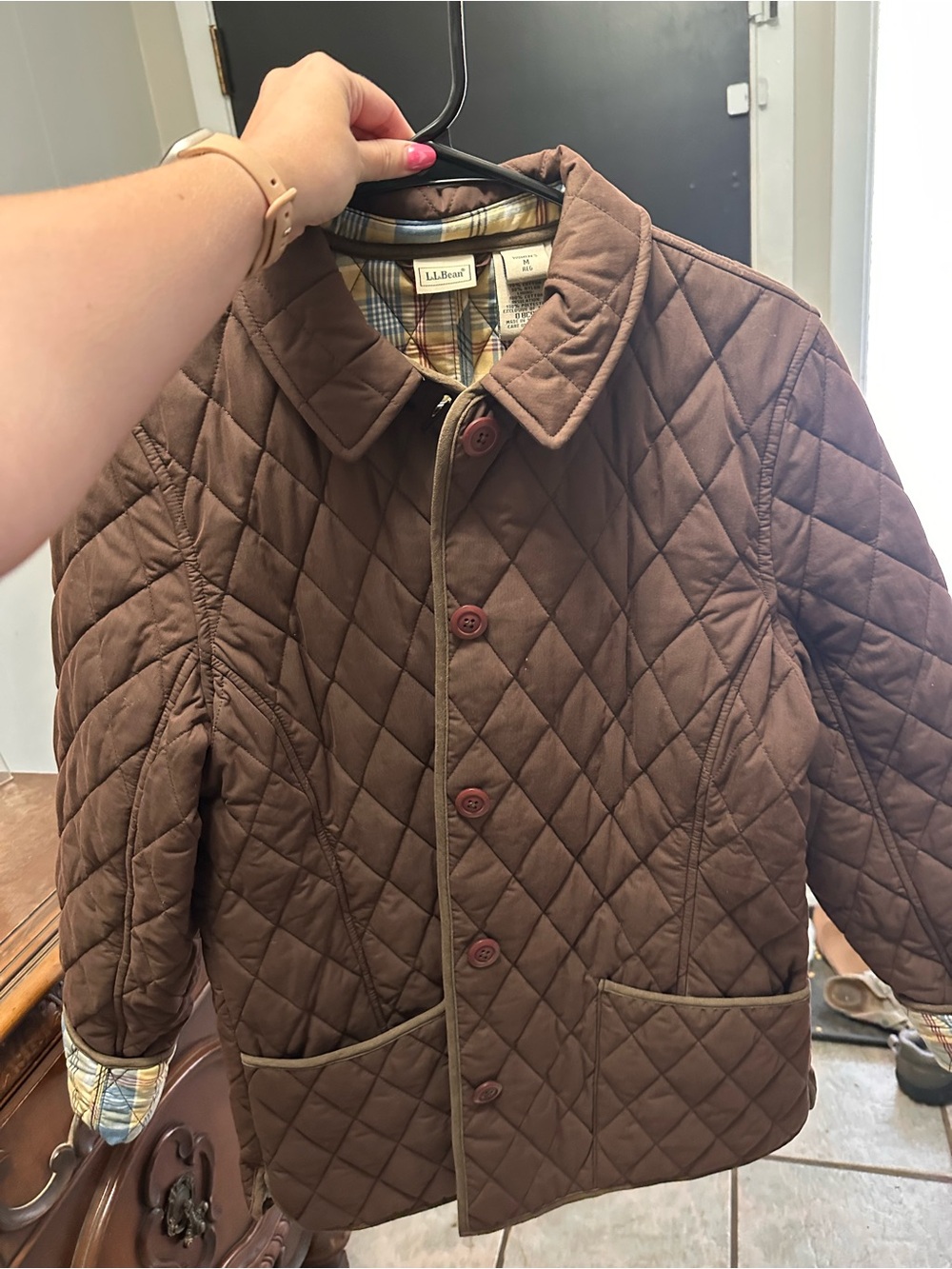 L.L. Bean Quilted Brown Diamond-Pattern Jacket